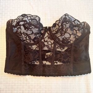 Vintage Valmont Black Lace Bustier Corset‎ ILGWU Union Made USA 38C